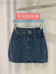 Röcke Designer Marke New Lingge Pressed Line Dekoration Wasser Diamant Kratzer Schnalle Hohe Taille Abnehmen Schwere Industrie Mode Denim Rock NVDD