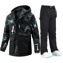 Tuta da sci Uomo Inverno Termico Abbigliamento antivento Pantaloni da neve Giacca da sci Uomo Set sportivo Tute da sci e snowboard Marche Tute 240104