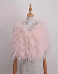 Chales de piel de avestruz reales elegantes abrigos de plumas de avestruz blancas Boleros de piel para boda chales nupciales chaquetas para vestidos de noche H09234089527