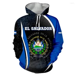 Hoodies masculinos El Salvador País Bandeira Personalizar Nome Bombeiro 3D Impresso Moletom Zipper Mulheres Homens Trajes Cosplay