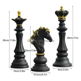 Decorative Objects Figurines Northeuins 3 Pcs/Set Resin International Chess Figurine Modern Interior Decor Office Living Room Home Dhzqh