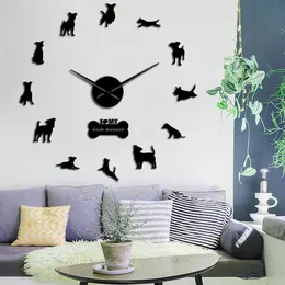 Jack Russell Terrier Dog Breed 3d Akryl Enkel DIY Väggklockor Animals Pet Store Wall Art Decor Tyst Sweep Unique Clock Watch 2250m