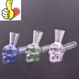 Wholesale 3D skull smoking tobacco pipe Thick heady Tube nails 4inch colorful creative glass oil burner pipes