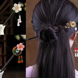 Wedding Hair Jewelry Luxury Handmade Flower Hairpins Hair Sticks Vintage Wood Chinese Hair Stick Pins for Women Hair Ornaments Jewelry Accessories zln240105
