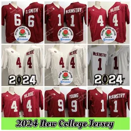 Hurts 2 Henry Football Jersey College 1 Kool-Aid Mckinstry 6 Devonta Smith Jalen Milroe Jaylen 9 Bryce Young Anderson Red White 2024 Patch Rose Bowl