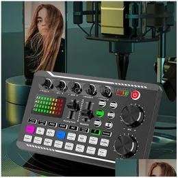 Microphones Podcast Microphone Sound Card Kit Professional Studio Condenser Mic F998 Live Mixer For Livestreaming Podcasting Recordin Dhdgn