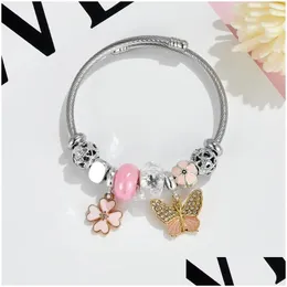 Braccialetti con ciondoli Bracciale in acciaio inossidabile color oro Fai da te Carino perline di trifoglio di cristallo per le donne Ragazze Accessori adorabili Regali Amici Goccia Otgzq