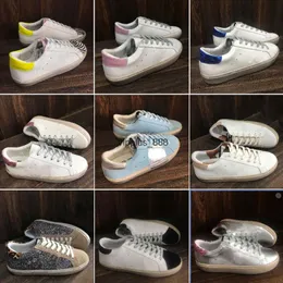 مصمم أزياء ذهبية مرحبا نجمة أحذية رياضية منصة وحيدة أحذية غير رسمية إيطاليا كلاسيكية بيضاء قذرة قذرة الأحذية Super Star Sneaker Men Woman Shoe