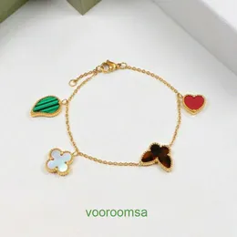 Designer jóias van aço não caindo fantasma trevo de ouro amor concha pulseira estilo feminino moda simples floresta com caixa