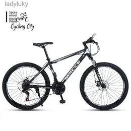 Cyklar Cycling City Mountain Bike 26 tum Vuxen off-road cykel 24 tum dubbel skivbromsstudent Variabel hastighet chock-absorberande cyklel240105