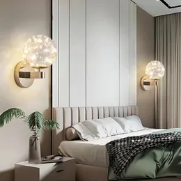 Lámpara de pared moderna bola de cristal accesorio LED para sala de estar de lujo dormitorio pasillo pasillo Els decoraciones de iluminación