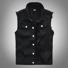 Jackets New Men's Fashion Casual Black Hooded Sleeveless Vest Denim Vest Jacket Street Punk Style Denim Vest Multiple Size Options M6xl
