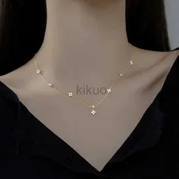 Strands Strings S925 Lucky Clover Necklace Four Leaf Certified Choker  Pendant Solid Sterling Silver Women's Charm Fine Jewelry Wedding Gift240105