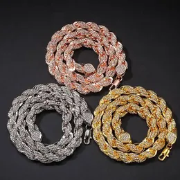 Correntes 9mm Iced Out Rope Chain Colar Hip Hop Bling Bling Colar 18K Banhado A Ouro Jóias Moda Moda Whos240Q