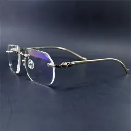 Diamond Cut Gereeglasses Frame Clear Carter Rimless Eye Glasses Frame för män och kvinnor Lyxiga glasögon OCULOS EE GAU268A