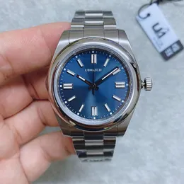 ST9 Stål Mens 36mm Sapphire Glass Watch Automatisk mekanisk utomhussport Baby Blue Dial Rostfria armbandsur