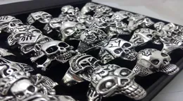 Bulk Lots 100pcs Men Skull Rings 2020 New Gothic Biker Punk Rings Cool Fashion Jewelry Lot9846106