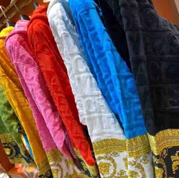 Velvet Batrobe Robe Tasarımcıları Barok Moda Pijamalar Erkek Kadınlar Mektup Jakard Baskı Barocco Baskı Kolları Şal Yaka Cep Kemeri 100% Pamuk 33