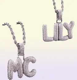 Az nome personalizado letras pequenas colares pingente charme men039s zircon hip hop jóias com 4mm ouro prata corda chain62662364085029