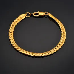 سلسلة رجالي سلسلة Braclet للرجال المجوهرات Braslet 2024 الذكور ذهبية اللون 14 كيلو أصفر الذهب سلسلة الأفعى سوار المجوهرات رجالي ، أساور أمبير