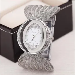 BAOHE Brand Arrival Luxurious Ladies Wristwatch Eliptical Dial Wide Silver Mesh Bracelet Watch Womens Fashion Watches Quartz Wrist3384