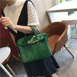 Charmante Herbst und Winter Neue Krokodil Muster Tasche Aus Echtem Leder Damen Tasche Schulter Umhängetasche Dame Handtasche Big Twis