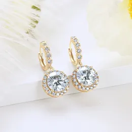 Yellow Gold Plated D 1ct 2ct 3ct Huggie Earrings for Women Silver 925 Sterling Hoop Drop Dangle Earrings 240104