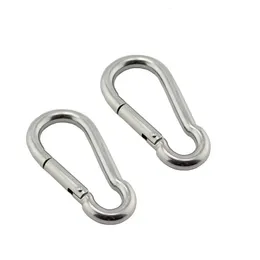 2pcs 304 Paslanmaz Çelik Snap Yay Hook Carabiner Bağlantı Klipsi 5mm 6mm 7mm 8mm Kamp Yürüyüşü İçin Oval Snap Hook Karabinası 240104