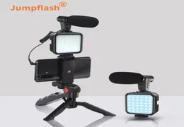 Jumpflash Supporto per treppiede Kit per vlogging Selfie live Integrazione luce di riempimento a LED con microfono con telecomando per YouTube 2203592130