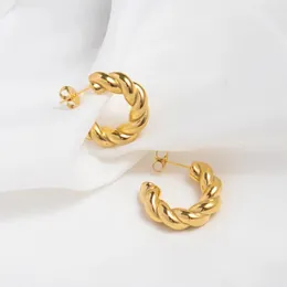 Orecchini a cerchio Y2k Designer da donna Placcati in oro 18k in acciaio inossidabile con corda intrecciata Gioielli per accessori donna