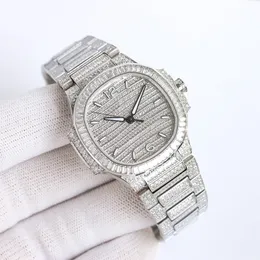 Full Diamond Watch Womens Saatleri Otomatik Mekanik Hareket 35mm Paslanmaz Çelik Kayış Safir Su Geçirmez Montre De Luxe Yüksek Kaliteli Kol saati