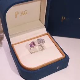 Anello di design anello di gioielli di lusso anelli di diamanti rosa anello di rosa placcato in platino con diamanti scintillanti gioielli di temperamento alla moda per la fidanzata