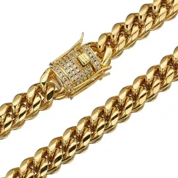 Correntes Correntes Granny Chic 12mm Largo Chegada Homens Cor de Ouro Aço Inoxidável Miami Curb Cuban Chain Colar Jóias 16 "40"