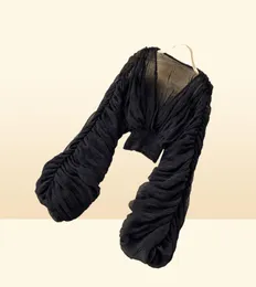 Летние сексуальные драпированные шифоновые женские блузки для женщин039s, элегантные короткие топы с v-образным вырезом и длинными рукавами, женские тонкие вечерние женские 20224466359