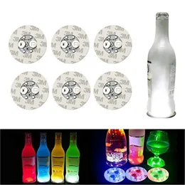 LED -flaskklistermärken Coasters Light 6cm Sticker Party Decoration blinkande lampor för KTV Holiday Birthday Party Bar