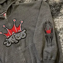 JNCO Hoodie broderad mönster dragkedja pullover män kvinnor streetwear casual tröja mode retro hip hop rock gothic jacka 240104