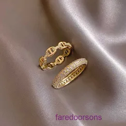 Anelli Tifannissm di marca per donna negozio online Anello delicato con diamante pieno di design temperamento coreano dito indice marea rossa vento freddo femminile Avere la scatola originale