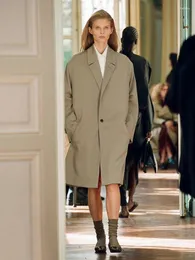 Kadınlar trençkotları R0W Kadın Kış ceketi yünü harmanlanmış uzun versiyon vintage klasik artı beden rüzgar ceketi cep tek düğmesi