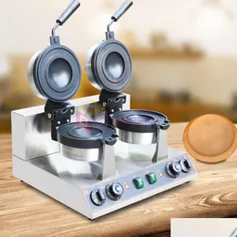 أدوات معجنات الخبز التجارية التجارية مزدوجة الرأس دوارة UFO Burger Hine Ice Cream Maker Gelato Panini Press Waffle Drop