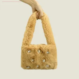 Высококачественные сумки-тоут из каменной кладки для женщин, зимние женские кошельки и сумки из кроличьей шерсти, модная нишевая дизайнерская сумка 240104