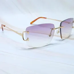 Солнцезащитные очки металлические солнцезащитные очки без оправы квадратные солнцезащитные очки с большой проволокой C мужские солнцезащитные очки 2023 Carter солнцезащитные очки бренд Desinger оттенок для мужчин
