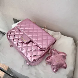 24c yıldız çanta tasarımcısı kadın sırt çantası 23cm parlak patent deri elmas kontrol altın donanım metalik toka lüks el çantası matelasse zincir crossbody crossbody çanta makyaj çantaları