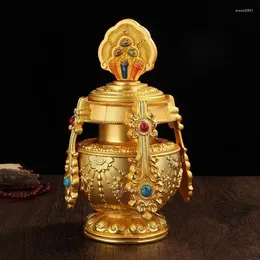 Garrafas tibetanas garrafa incrustada gem artesanato budismo liga gravada armazenamento de água benta altares tântricos casa desktop decorativo