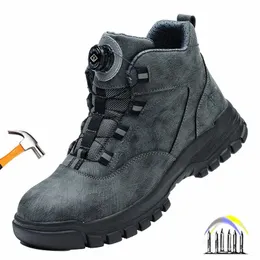 scarpe antinfortunistiche calde lavoro invernale sneakers con bottone rotante da uomo per stivali protettivi anti-foratura lavoro 240105