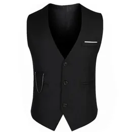 Formell brudgum Wedding Suit Vests Manlig kappa ärm är Slim Business Suit Waistcoat Solid Color Vests Jacket Men mode TOPS 240104