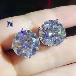 Brincos de diamante de laboratório unissex, tamanho grande, 4 garras, 3mm-10mm, moissanite esterlina, presente para mulheres, homens, prata e ouro rosa