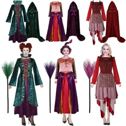 Взрослое длинное платье Hocus Pocus 2 для женщин и девочек, маскарадный костюм на Хэллоуин, сумасшедшая ведьма, демон, призрак, костюм для вечеринки 240104