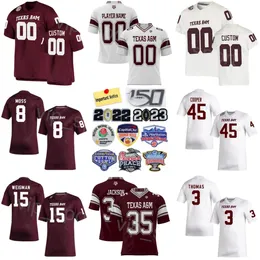 Mans Football Texas Am Aggies College 4 Amari Daniels Jerseys 1 Evan Stewart 3 Noah Thomas 8 Leveon Moss 45 Edgerrin Cooper 15 Conner Weigman University Prosphere