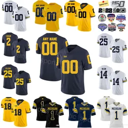 Equipe Universidade Futebol Michigan Wolverines Jersey College 14 Roman Wilson 9 JJ McCarthy 2 Blake Corum 23 Michael Barrett 18 Colston Loveland 25 Junior Colson