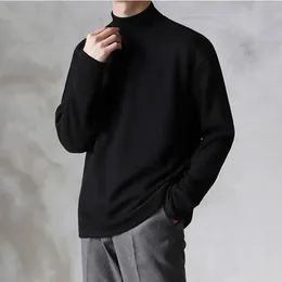 Yasuk Spring Autumn Winter Solid Casual Plush Turtleneck Men's Loose Bottom Double Faced Velvettröja Simple Warm BigSize 240104